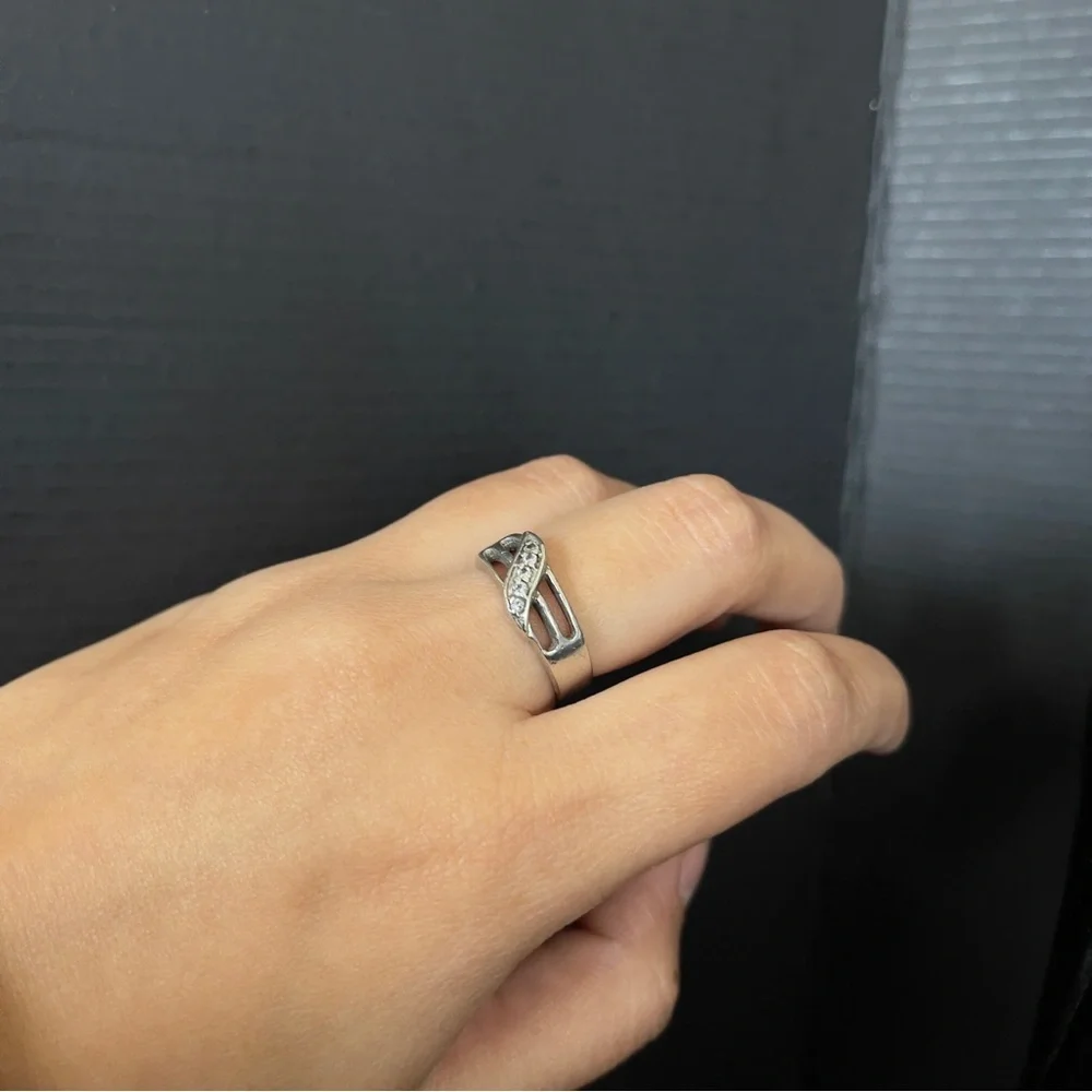 Sterling Silver Cz Bypass Size 6 Ring Signed 925 Tested